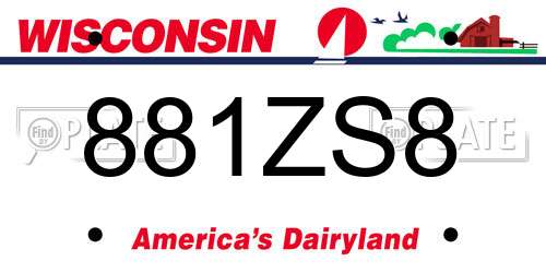 881ZS8 Wisconsin License Plate
