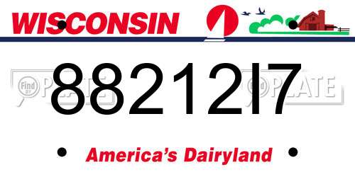 88212I7 Wisconsin License Plate