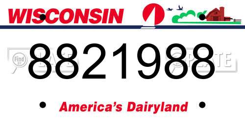 8821988 Wisconsin License Plate