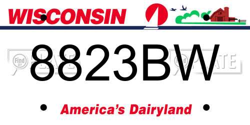 8823BW Wisconsin License Plate
