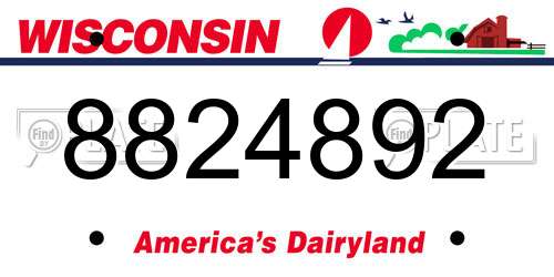 8824892 Wisconsin License Plate