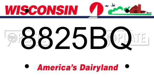 8825BQ Wisconsin License Plate