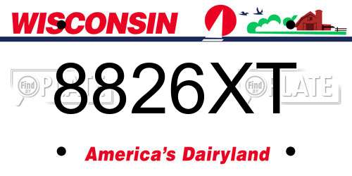 8826XT Wisconsin License Plate