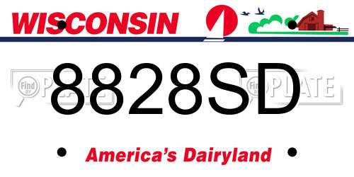 8828SD Wisconsin License Plate