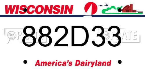 882D33 Wisconsin License Plate