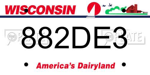 882DE3 Wisconsin License Plate