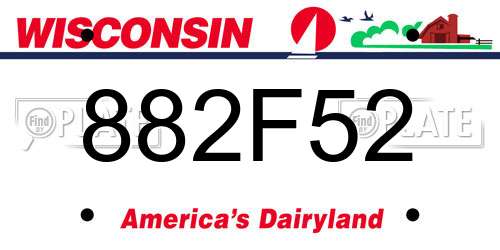882F52 Wisconsin License Plate