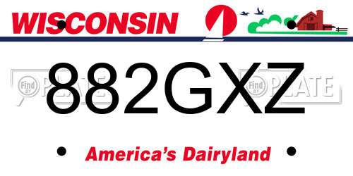 882GXZ Wisconsin License Plate