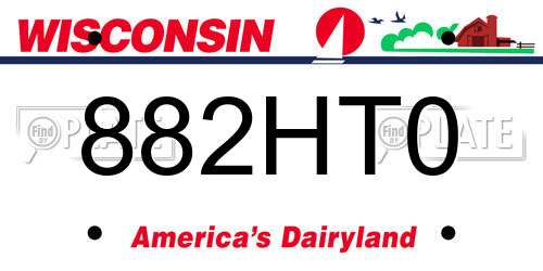 882HT0 Wisconsin License Plate