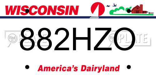 882HZO Wisconsin License Plate