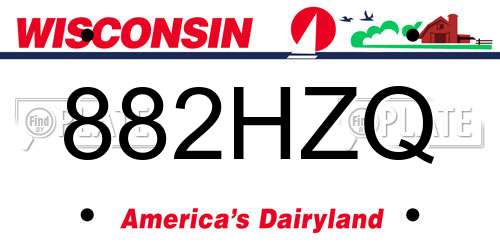 882HZQ Wisconsin License Plate