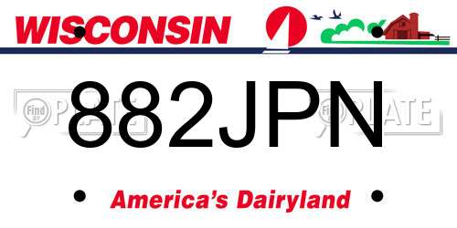 882JPN Wisconsin License Plate