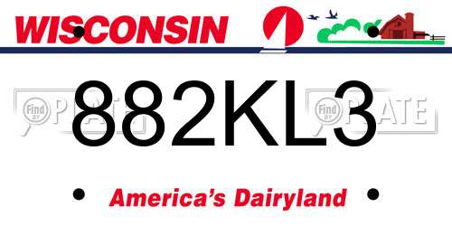 882KL3 Wisconsin License Plate