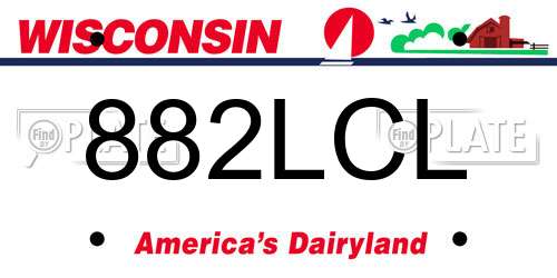882LCL Wisconsin License Plate