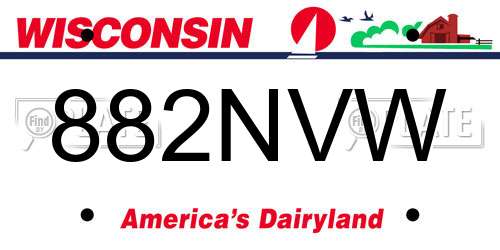 882NVW Wisconsin License Plate
