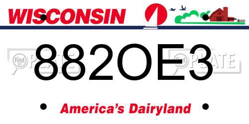 882OE3 Wisconsin License Plate