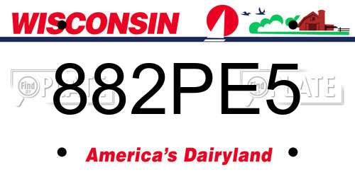 882PE5 Wisconsin License Plate