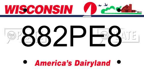 882PE8 Wisconsin License Plate