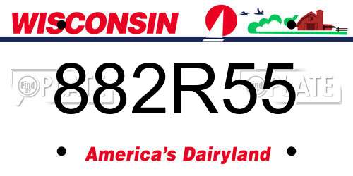 882R55 Wisconsin License Plate