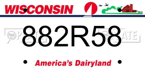 882R58 Wisconsin License Plate