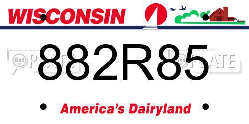 882R85 Wisconsin License Plate