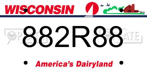 882R88 Wisconsin License Plate