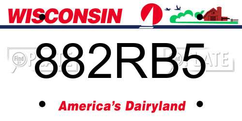 882RB5 Wisconsin License Plate