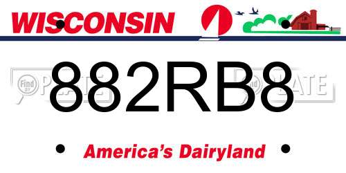 882RB8 Wisconsin License Plate