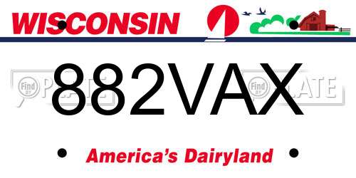 882VAX Wisconsin License Plate