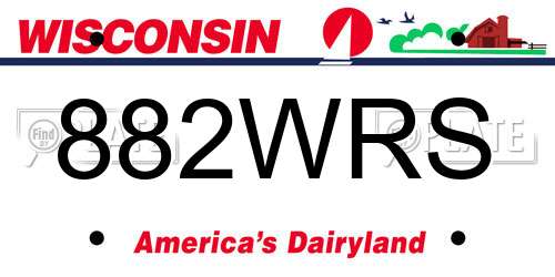 882WRS Wisconsin License Plate