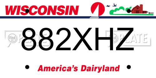 882XHZ Wisconsin License Plate