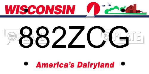 882ZCG Wisconsin License Plate