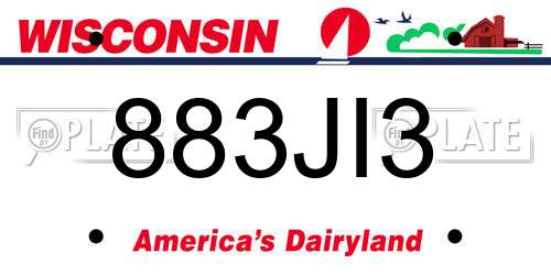 883JI3 Wisconsin License Plate