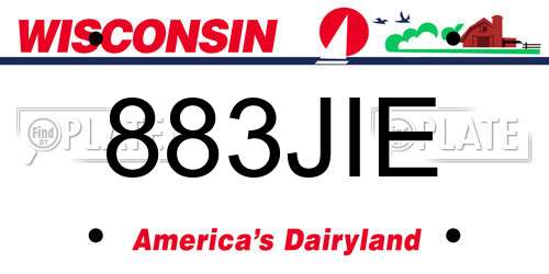 883JIE Wisconsin License Plate