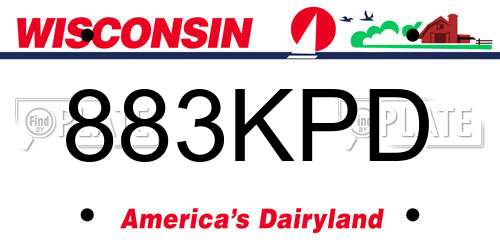 883KPD Wisconsin License Plate