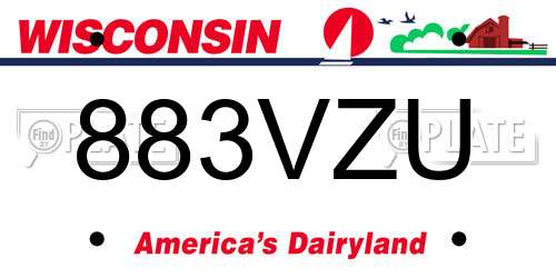 883VZU Wisconsin License Plate