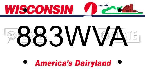 883WVA Wisconsin License Plate