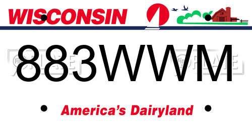 883WWM Wisconsin License Plate