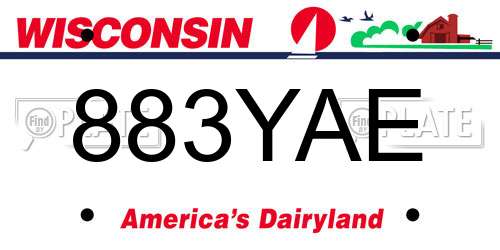 883YAE Wisconsin License Plate