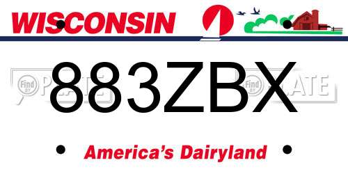 883ZBX Wisconsin License Plate