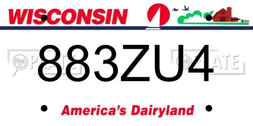883ZU4 Wisconsin License Plate