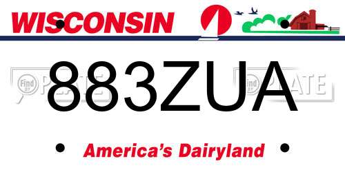 883ZUA Wisconsin License Plate