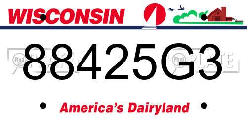88425G3 Wisconsin License Plate
