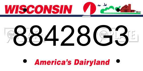 88428G3 Wisconsin License Plate