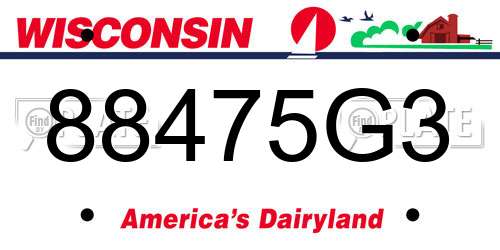 88475G3 Wisconsin License Plate