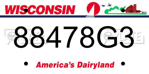88478G3 Wisconsin License Plate
