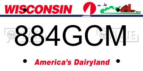 884GCM Wisconsin License Plate
