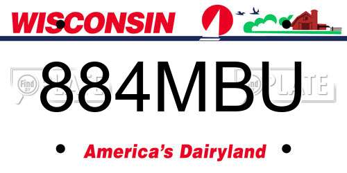 884MBU Wisconsin License Plate