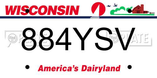 884YSV Wisconsin License Plate
