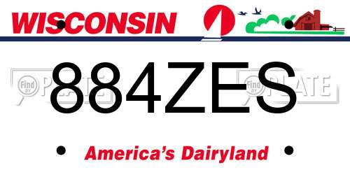 884ZES Wisconsin License Plate
